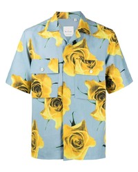 hellblaues Kurzarmhemd mit Blumenmuster von Paul Smith