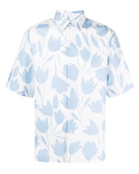 hellblaues Kurzarmhemd mit Blumenmuster von Sandro Paris