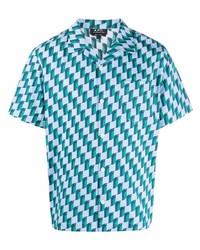 hellblaues Kurzarmhemd mit geometrischem Muster von A.P.C.