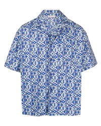 hellblaues Kurzarmhemd mit geometrischem Muster von PUCCI
