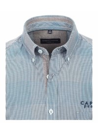hellblaues Kurzarmhemd mit Karomuster von Casamoda