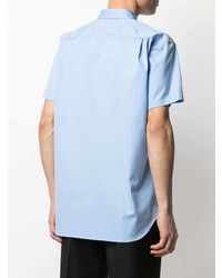 hellblaues Kurzarmhemd mit Karomuster von Comme Des Garcons SHIRT