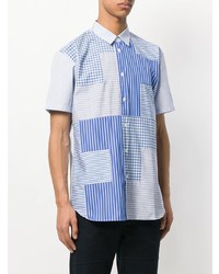 hellblaues Kurzarmhemd mit Karomuster von Comme Des Garcons SHIRT