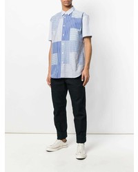 hellblaues Kurzarmhemd mit Karomuster von Comme Des Garcons SHIRT