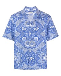 hellblaues Kurzarmhemd mit Paisley-Muster von Moncler