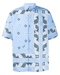hellblaues Kurzarmhemd mit Paisley-Muster von MSGM