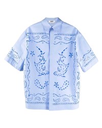 hellblaues Kurzarmhemd mit Paisley-Muster von MSGM