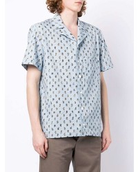 hellblaues Kurzarmhemd mit Paisley-Muster von Nick Fouquet