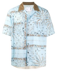 hellblaues Kurzarmhemd mit Paisley-Muster von Sacai
