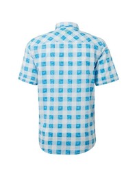 hellblaues Kurzarmhemd mit Schottenmuster von Tom Tailor