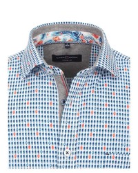 hellblaues Kurzarmhemd mit Vichy-Muster von Casamoda