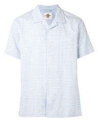 hellblaues Kurzarmhemd mit Vichy-Muster von Kent & Curwen