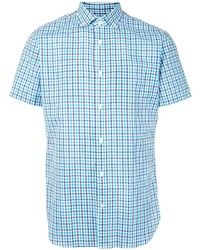 hellblaues Kurzarmhemd mit Vichy-Muster von Kent & Curwen
