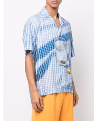 hellblaues Kurzarmhemd mit Vichy-Muster von Jacquemus