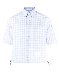 hellblaues Kurzarmhemd mit Vichy-Muster von Thom Browne
