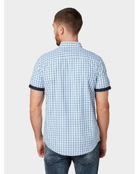 hellblaues Kurzarmhemd mit Vichy-Muster von Tom Tailor