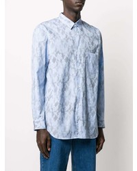 hellblaues Langarmhemd mit Blumenmuster von Comme Des Garcons SHIRT