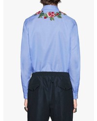 hellblaues Langarmhemd mit Blumenmuster von Gucci