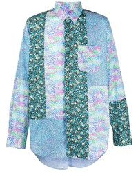 hellblaues Langarmhemd mit Blumenmuster von Engineered Garments