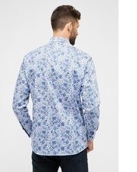 hellblaues Langarmhemd mit Blumenmuster von Eterna