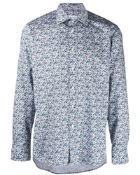hellblaues Langarmhemd mit Blumenmuster von Eton