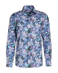 hellblaues Langarmhemd mit Blumenmuster von Eton