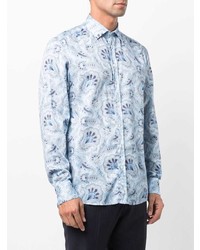 hellblaues Langarmhemd mit Blumenmuster von Etro