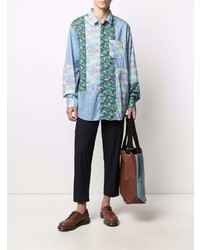 hellblaues Langarmhemd mit Blumenmuster von Engineered Garments