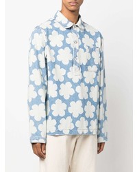hellblaues Langarmhemd mit Blumenmuster von Kenzo