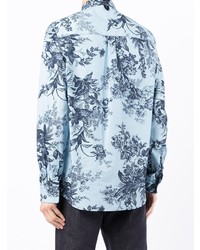 hellblaues Langarmhemd mit Blumenmuster von Erdem