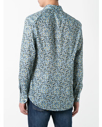 hellblaues Langarmhemd mit Blumenmuster von Fendi