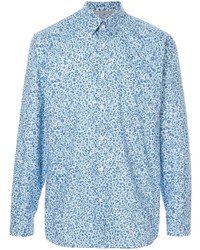 hellblaues Langarmhemd mit Blumenmuster von Gieves & Hawkes