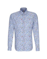 hellblaues Langarmhemd mit Blumenmuster von Jacques Britt