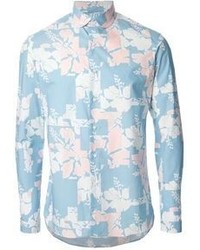 hellblaues Langarmhemd mit Blumenmuster von Kolor