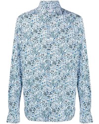 hellblaues Langarmhemd mit Blumenmuster von Orian