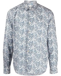 hellblaues Langarmhemd mit Blumenmuster von Paul Smith