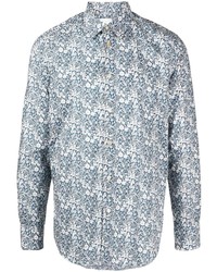 hellblaues Langarmhemd mit Blumenmuster von Paul Smith