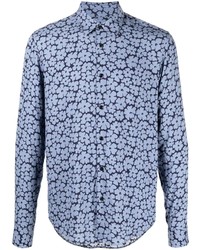 hellblaues Langarmhemd mit Blumenmuster von Sandro