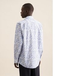hellblaues Langarmhemd mit Blumenmuster von Seidensticker