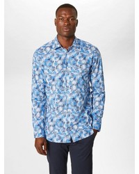 hellblaues Langarmhemd mit Blumenmuster von Selected Homme