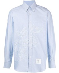 hellblaues Langarmhemd mit Blumenmuster von Thom Browne