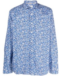 hellblaues Langarmhemd mit Blumenmuster von Tintoria Mattei