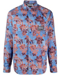 hellblaues Langarmhemd mit Blumenmuster von VERSACE JEANS COUTURE