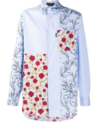 hellblaues Langarmhemd mit Blumenmuster von Versace