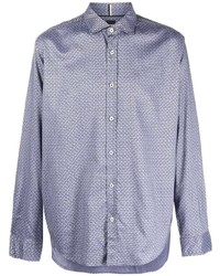 hellblaues Langarmhemd mit geometrischem Muster von BOSS