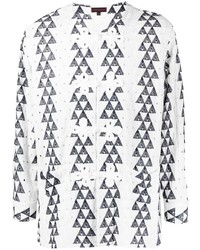 hellblaues Langarmhemd mit geometrischem Muster von Clot