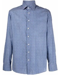 hellblaues Langarmhemd mit geometrischem Muster von Etro