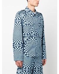 hellblaues Langarmhemd mit geometrischem Muster von BLUEMARBLE