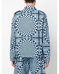 hellblaues Langarmhemd mit geometrischem Muster von BLUEMARBLE