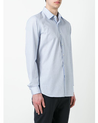 hellblaues Langarmhemd mit geometrischem Muster von Prada